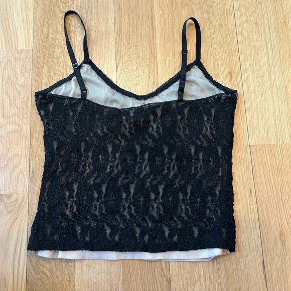 Vtg Express Tank Y2K Slip Lace Mesh Black Top Size Medium - Picture 3 of 5